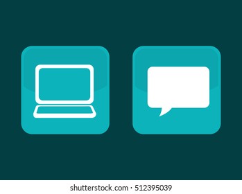Laptop computer chat icon vector illustration graphic design