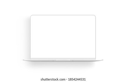 Laptop Computer Clay Mockup With Shadow Isolated on White Background. Vector Illustration