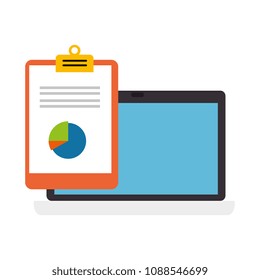 laptop computer with clipboard checklists document