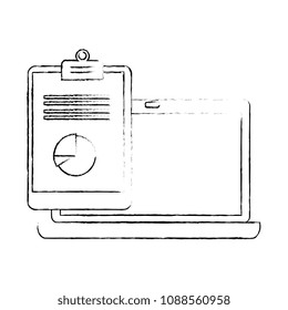 laptop computer with clipboard checklists document