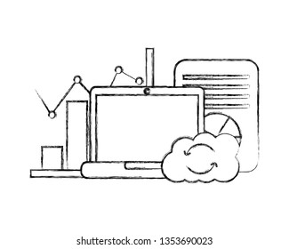 laptop computer with cloud computing and infographic