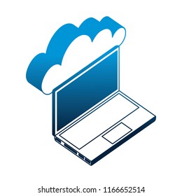 laptop computer with cloud computing isometric icon