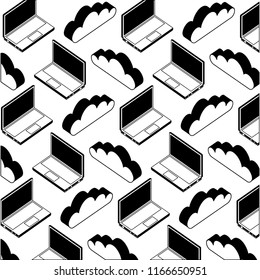 laptop computer with cloud computing pattern