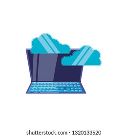 laptop computer with clouds computing