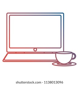 laptop computer with coffee cup