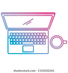 laptop computer with coffee cup
