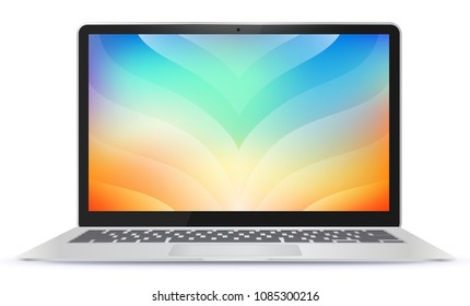 Laptop Computer With Colorful Abstract Screen Vector Illustration
