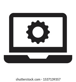 laptop computer configuration icon black and isolated  vector illustration
