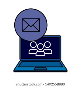 laptop computer with contacts and envelope email