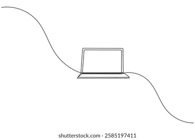 Laptop computer continuous one line drawing and minimalist style isolate outline vector illustration