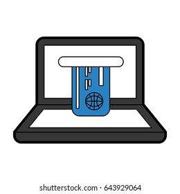 laptop computer with credit card