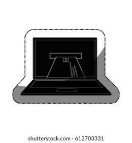 laptop computer with credit card isolated icon