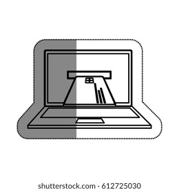 laptop computer with credit card isolated icon
