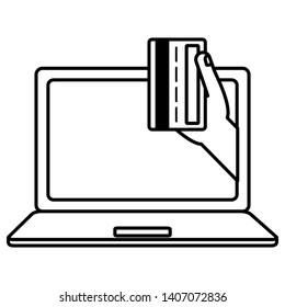 laptop computer with credit card vector illustration design