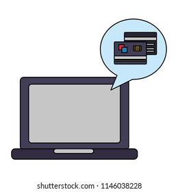 laptop computer with credit cards