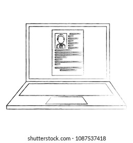 laptop computer with curriculum vitae isolated icon