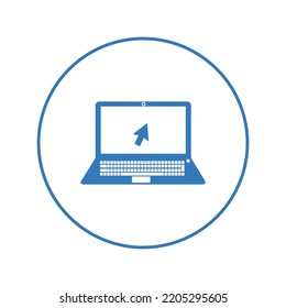 Laptop computer cursor arrow icon | Circle version icon |