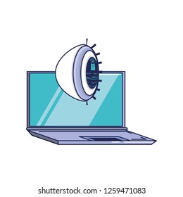 laptop computer with cyber security eye