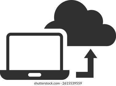 Laptop computer data sync with cloud sign icon vector illustration