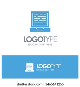 Laptop, Computer, Design Blue Solid Logo with place for tagline. Vector Icon Template background
