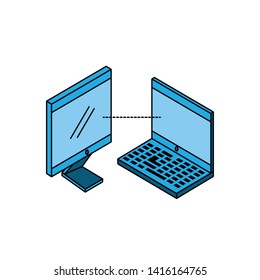 laptop computer with desktop vector ilustration