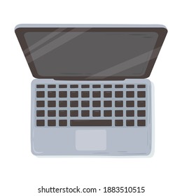 laptop computer device element for work office supply top view design vector illustration