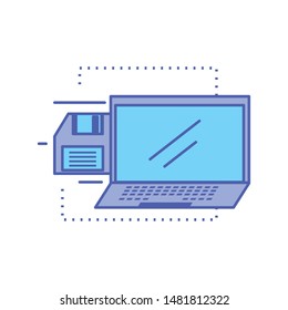 laptop computer device with floppy disk