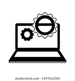 laptop computer device with gears settings