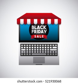 laptop computer device over white background. black friday concept. colorful design. vector illustration