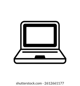 Laptop computer digital business or technology outline icon on white background.