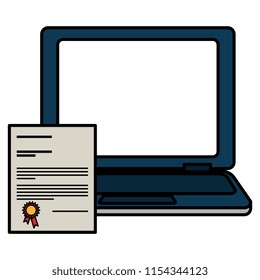 laptop computer with diploma