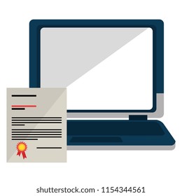 laptop computer with diploma