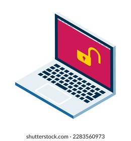 Ordenador portátil que muestra una pantalla desbloqueada - arte de concepto de seguridad de Internet