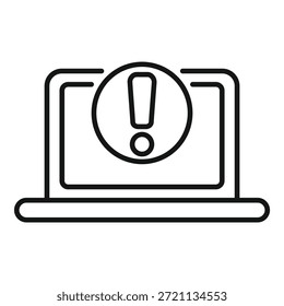 La computadora portátil muestra un icono de signo de exclamación de advertencia, lo que indica un problema o error