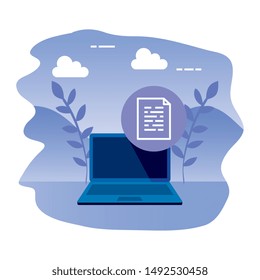 laptop computer with document file