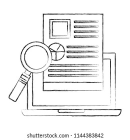 laptop computer with document and magnifying glass