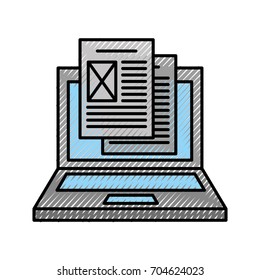 laptop computer with documents