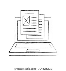 laptop computer with documents