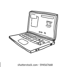 Laptop Computer Doodle, a hand drawn vector illustration of a laptop browsing the internet.