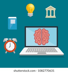 laptop computer with easy learning icons