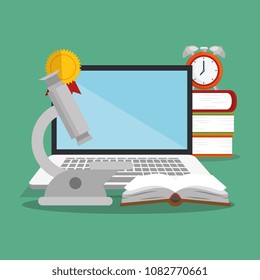 laptop computer with easy learning icons