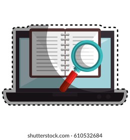 laptop computer with ebook isolated icon