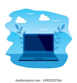 laptop computer electronic isolated icon