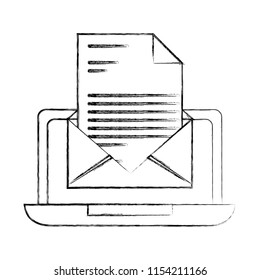 laptop computer email letter message communication hand drawing design