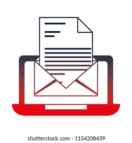 laptop computer with envelope and document