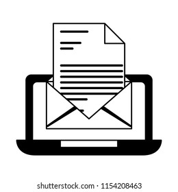 laptop computer with envelope and document