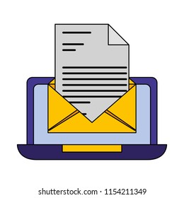 laptop computer with envelope and document