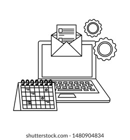 laptop computer with envelope email