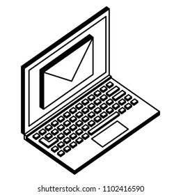 laptop computer with envelope isometric icon