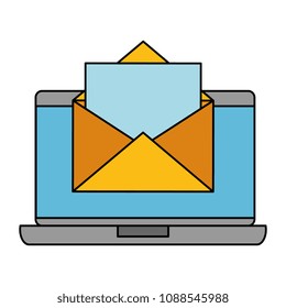 laptop computer with envelope mail